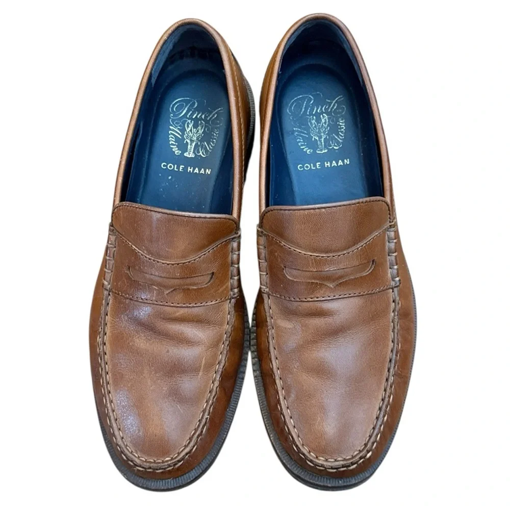 Cole Haan Pinch Maine Classic Penny Loafer Brown Leather Slip-On Prep Shoe 7.5M